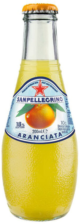Sanpellegrino Aranciata dolce BIO (süss) Deckel orange 4-Pack EW Glas