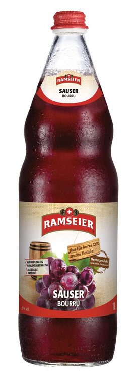 Ramseier Sauser 1 L Glas MW, pasteurisiert, alkoholhaltig 1.5 % Vol. (Herbstprodukt) verfügbar ab 20. September