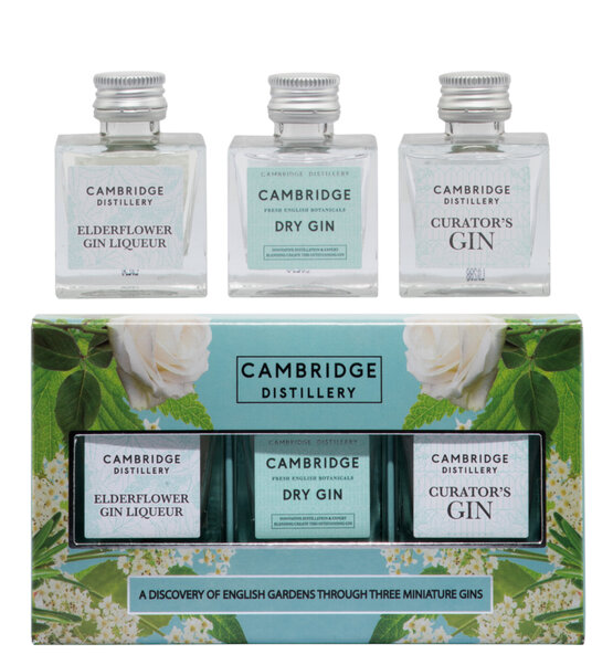 Gin Miniatur Tasting Set The Cambridge Distillery England (Elderflower, Dry Gin, Curator's Gin)