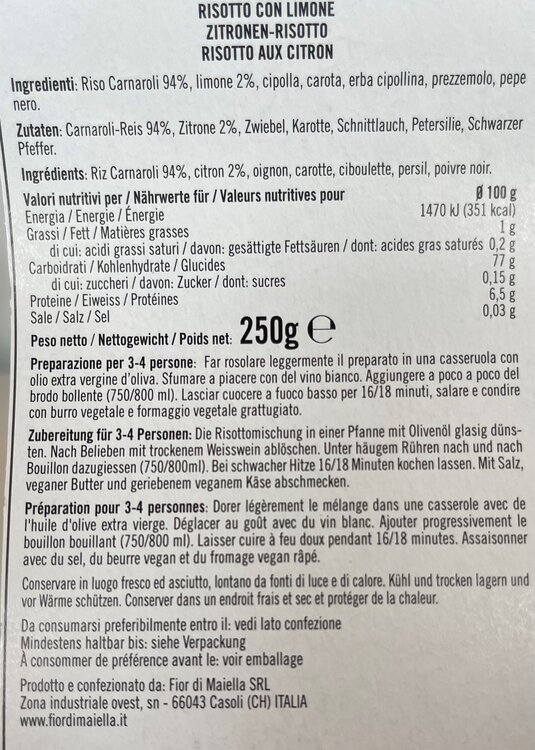 Risotto al limone Carnarolireis 250 g
