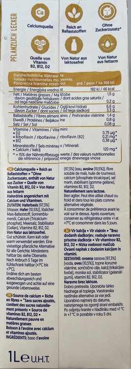 Alpro Haferdrink Original Sanft und Cremig ohne Zucker 1 L Tetra Pak®