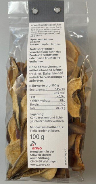 Apfel-Birnen-Mix gedörrt 100 gr arwo