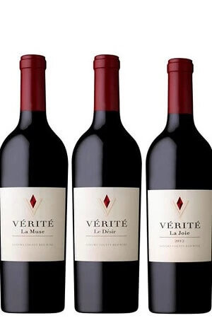 Vérité Mix 3er Holzkiste mit je 1 Flasche  La Muse, La Joie, Le Désir 2019 Sonoma Valley California (99/100/99 Punkte Wine Advocate) (Rarität, sehr begrenzt verfügbar)