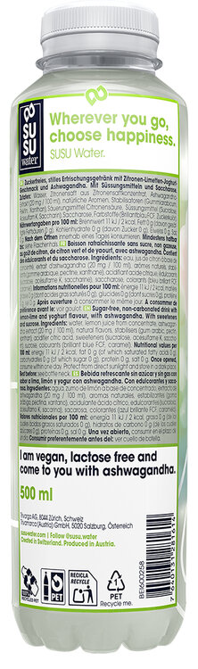 SUSU Water Limette Zero Sugar 50 cl PET 