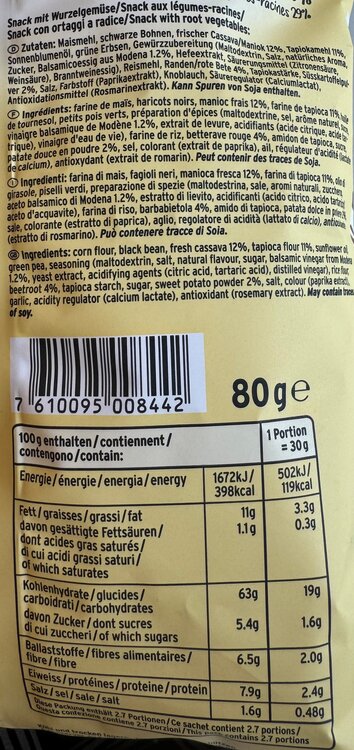 Zweifel Vaya Roots Salt & Balsamico Snack 80g