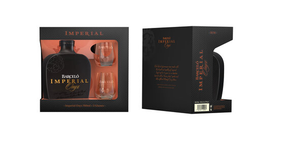 Rum Barcelo Imperial Onyx Dominicano Geschenkpackung mit 2 Gläser