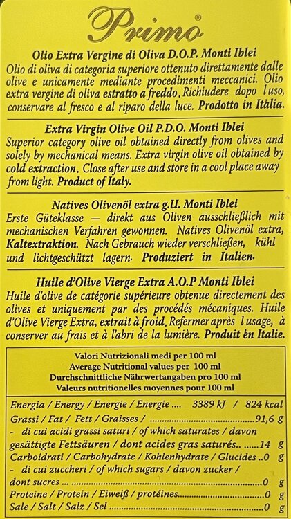Olivenöl Primo Frantoi Cutrera D.O.P. Monti Iblei 500 ml 