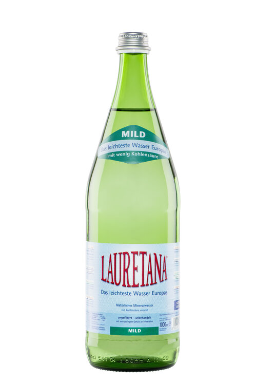 Lauretana Mineral mit Kohlensäure (mild) 1 Liter Glas 