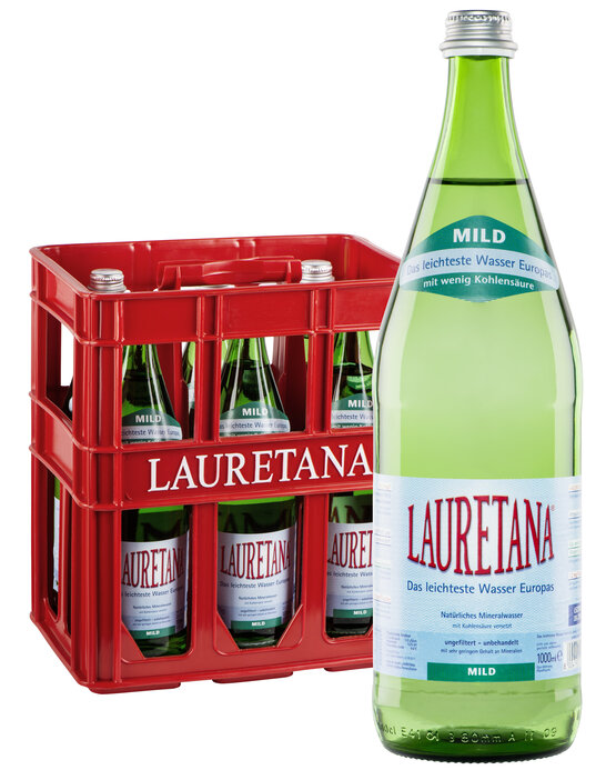 Lauretana Mineral mit Kohlensäure (mild) 1 Liter Glas 