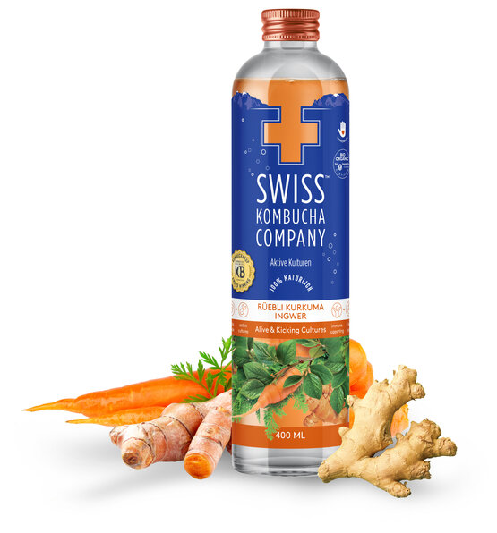Swiss Kombucha Rüebli-Kurkuma-Ingwer 40cl EW-Glas (auf Anfrage – kein Rückgaberecht)
