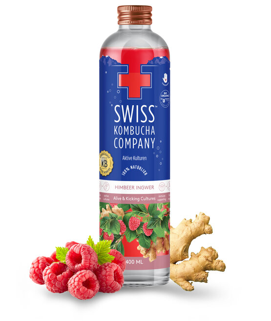 Swiss Kombucha Himbeer-Ingwer 40cl EW-Glas (auf Anfrage – kein Rückgaberecht)