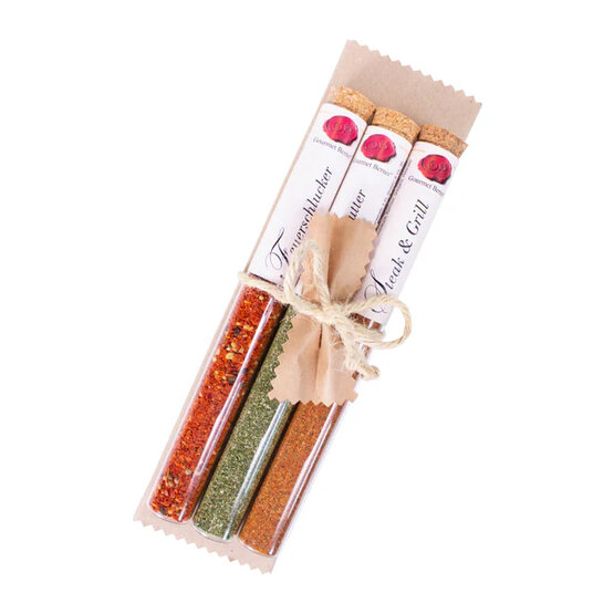 Brettgeschenk 3er-Gewürz-Set; Steak 20g/Feuerschlucker 17g/Kräuterbutter 15g -
Gourmet Berner