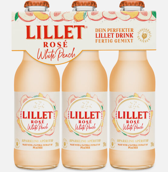 Lillet Rosé White Peach 5% Vol. Ready to drink 20 cl EW Glas 3-Pack (Preis pro Flasche)