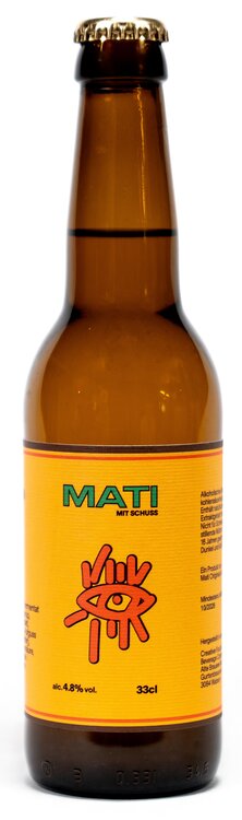 Mati mit Schuss 4.8 % Vol. Alkoholisches Mate-Getränk mit fermentiertem Zucker 33 cl EW-Flasche 