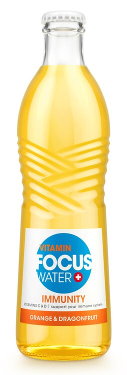 Focuswater Immunity Orange & Dragonfruit 33 cl Glas