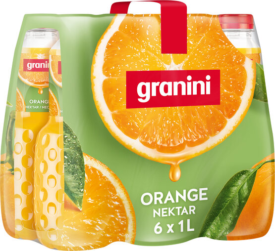 Granini Orangen-Nektar mit Fruchtfleisch 1 Liter PET EW 6-Pack (auf Anfrage)