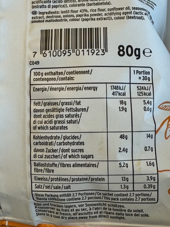 Zweifel Joy Linsen Paprika Snack 80g