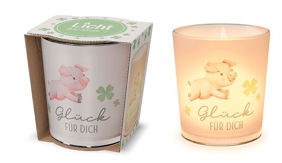 Windlicht Glück inkl. Teelicht