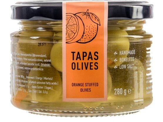 Tapas - Oliven mit Orangen gefüllt Torremar 280g