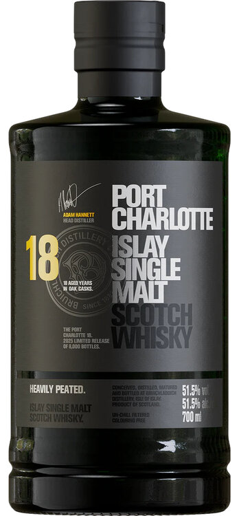Bruichladdich Port Charlotte 18 years old Islay Single Malt Whisky (limitiert max. 1 Flasche pro Kunde)