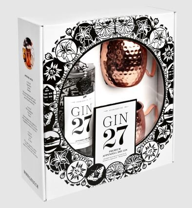Gin 27 aus Appenzell Geschenkpackung mit 2 Kupferbechern