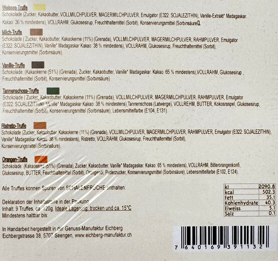 Rahm-Truffes alkoholfrei Eichberg Box à 9 Stk