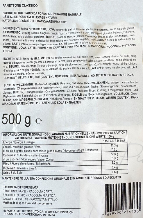 Panettone Classico I Piemontesi 500g