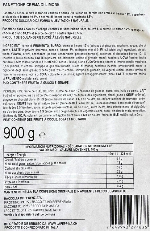 Panettone Crema al Limone I Piemontesi 900g