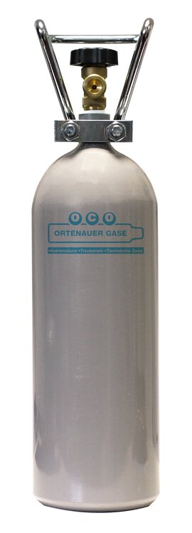 Kohlendioxyd E290 sehr klein [UN 1013] 2 kg Flasche mit silbrigem Bügel Ortenauer Depot Fr. 100.-- Achtung Gefahrengut! (Höhe 48 cm) (vormals Aligal 2 klein Tauschflasche)