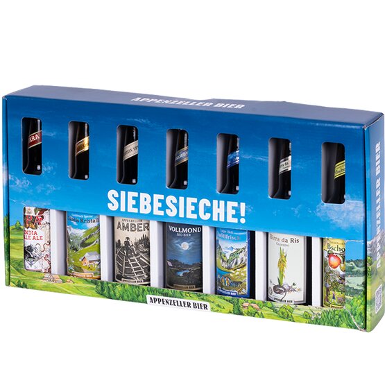 Appenzeller Siebesieche Bier Geschenk 7 x 33 cl EW Flaschen