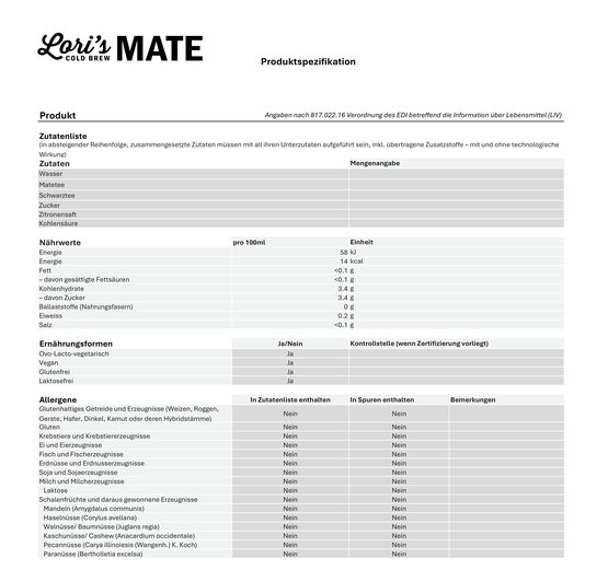 Lori's Original Cold Brew Mate 33 cl MW-Flasche 