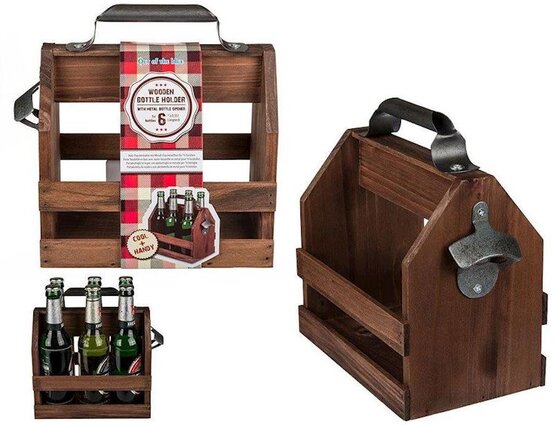 Holz-Flaschenhalter 645 mit Flaschenöffner 25x22cm