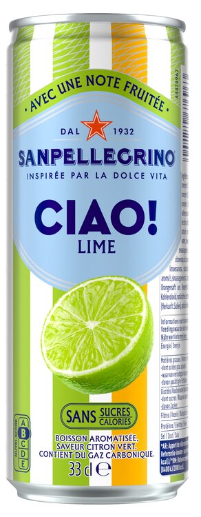 Sanpellegrino Ciao! Sparkling Water Limette, 33 cl Dose 