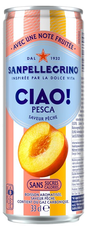 Sanpellegrino Ciao! Sparkling Water Pfirsich, 33 cl Dose 