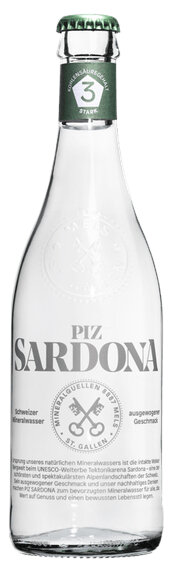 Piz Sardona Mineralwasser stark prickelnd Nr. 3 75 cl - Depot -.50