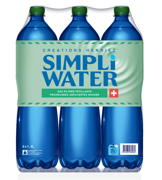 Simpli Water Grün mit Kohlensäure 1.5 L PET EW 6-Pack 