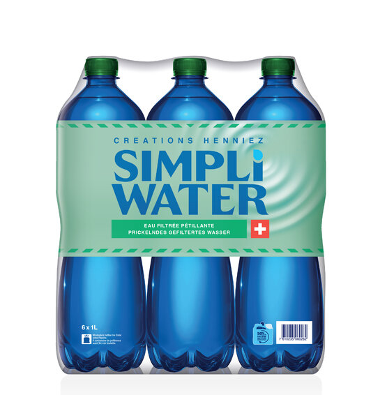 Simpli Water Grün mit Kohlensäure 1 L PET EW 6-Pack (auf Anfrage)