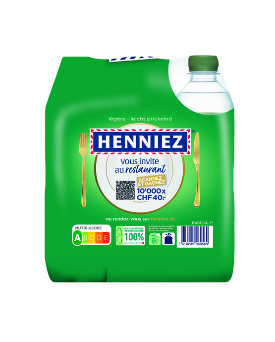 Henniez grün 50 cl PET EW 6-Pack wenig Kohlensäure