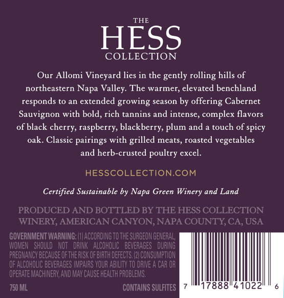 Cabernet-Sauvignon Hess Allomi Vineyard The Hess Collection Winery California