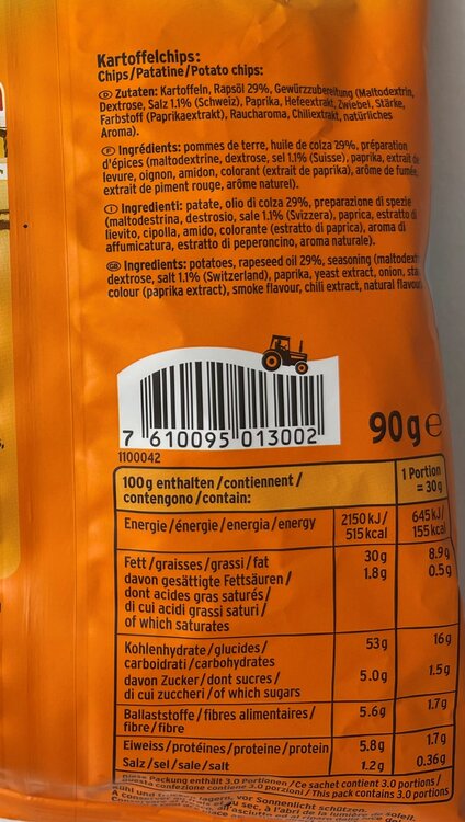 Zweifel Original Chips Paprika Normal 90g