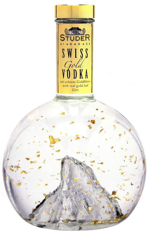 Studer Swiss Gold Vodka Pure Grain mit Goldflitter 24 Karat