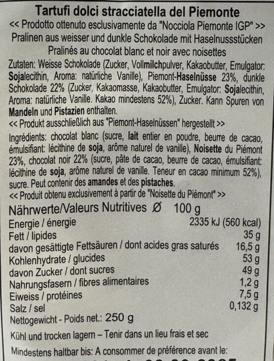 Tartufi Stracciatella piemontesi 250g