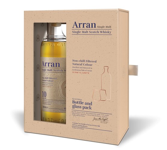 Whisky Arran Single Malt 10 years old 46° Isle of Arran Geschenkpackung mit 2 Gläser (solange Vorrat)
