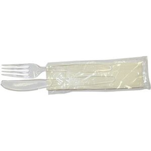 Besteckset Premium EW (Messer 19 cm/Gabel 18 cm/Serviette 2-lagig weiss 29x33 cm) kleinstmögl. Best.Einh.: 50