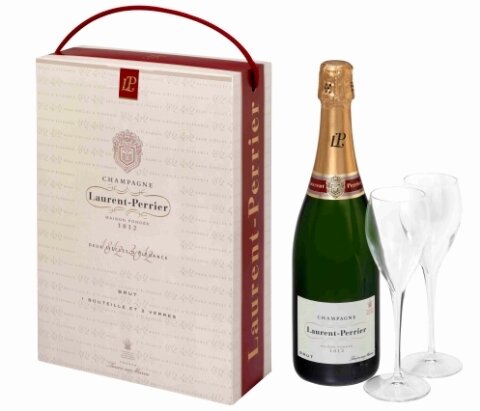 Champagne Laurent Perrier La Cuvée in Geschenkbox mit 2 Gläsern