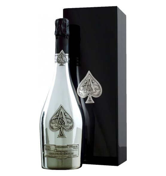 Champagne Armand de Brignac Ace of Spades Blanc de Blancs SILBER 75 cl (in 1er Holz-Schatulle) (Rarität)