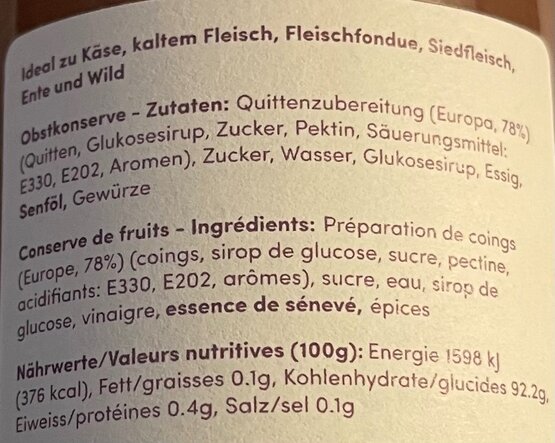 Tessiner Quittensenf 150 ml IMEX