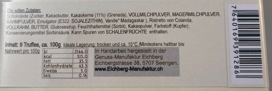 Ristretto-Truffes Eichberg Box à 9 Stück