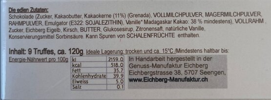Träumli-Truffes Eier-Kirsch Eichberg 100 g