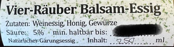 Essighüsli Vier-Räuber Balsam-Essig 250 ml